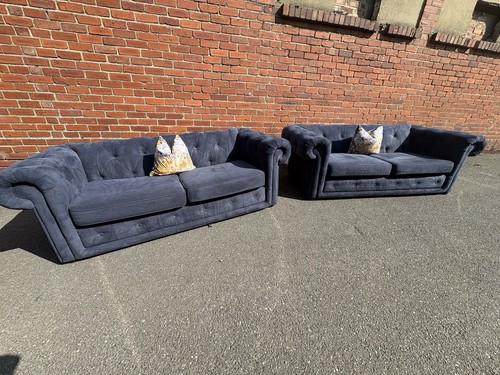 Pair navy blue chesterfield - pair,