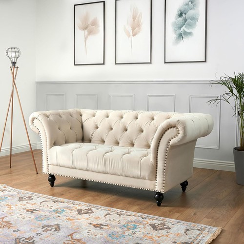 Chesterfield velvet sofa cream - chesterfield,