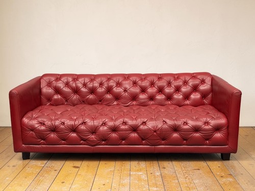 Chesterfield red leather deep - leather,