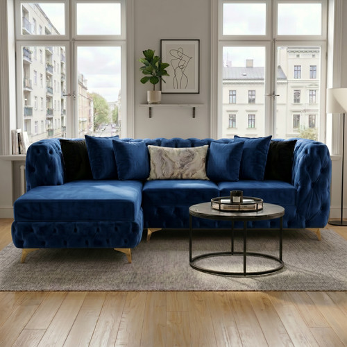 Chesterfield chaise sofa - sofa, blue