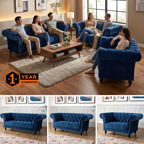 Blue velvet chesterfield - blue,
