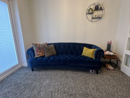 Blue fabric chesterfield sofa - blue,